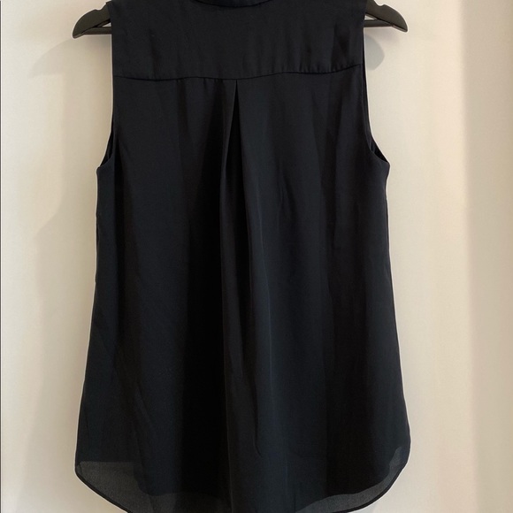 Black tank top blouse with ruffles and bow on neck - Picture 3 of 4
